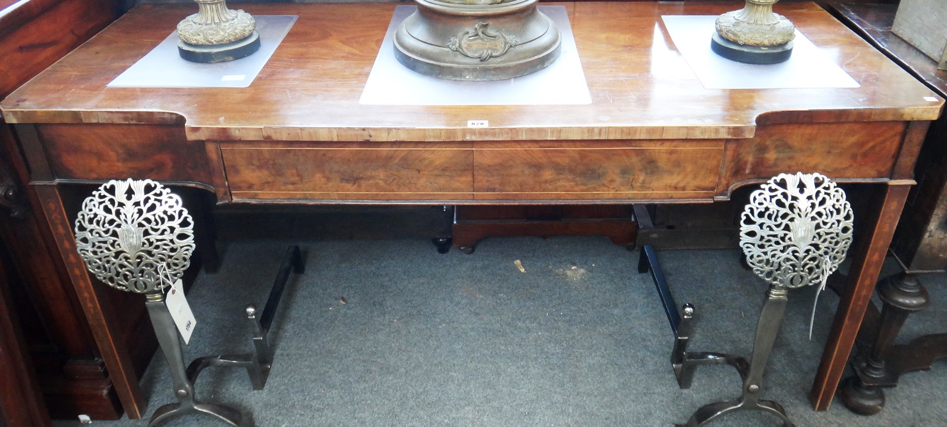 Appraisal: A George III and later mahogany serving table the breakfront