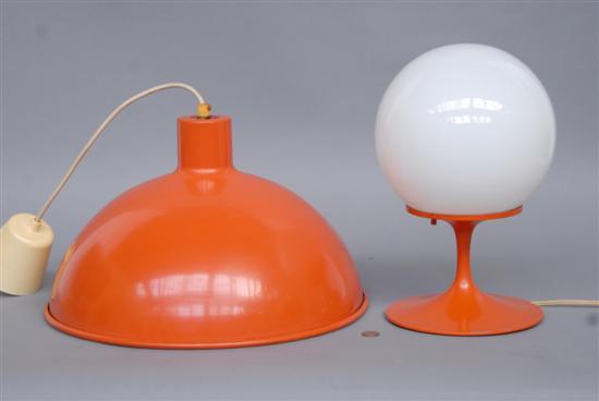 Appraisal: TWO LAMPS Two mid th C modern lamps one hanging