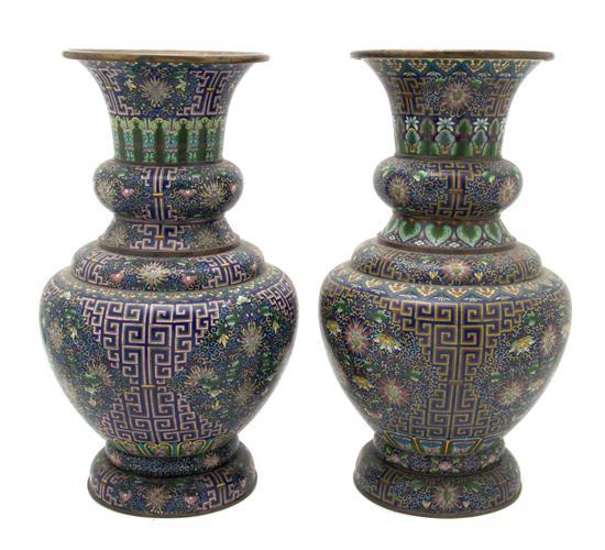 Appraisal: Group of Two Cloisonne Vases each of baluster form with