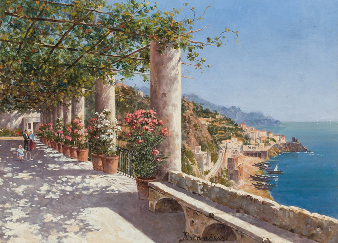 Appraisal: ANTOINETTA BRANDEIS Italian - A View of Amalfi oil on