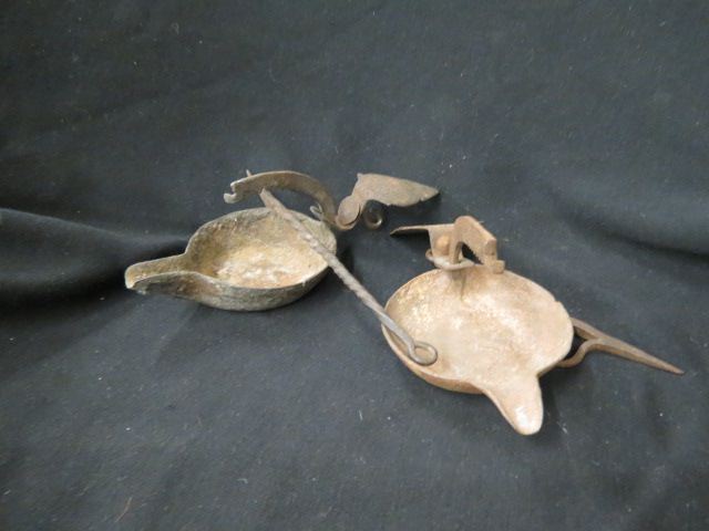 Appraisal: Pair of Early Betty Lamps with brackets