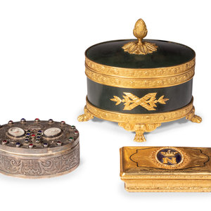 Appraisal: An English Silver Box an Italian Gilt Metal Box and