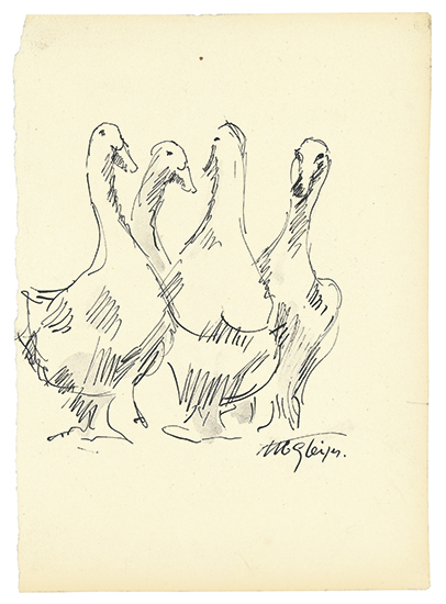 Appraisal: ALBERT GLEIZES Four Geese Pen and black ink and gray