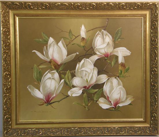 Appraisal: Pamela Davies still life of Magnolias oil on canvas signed