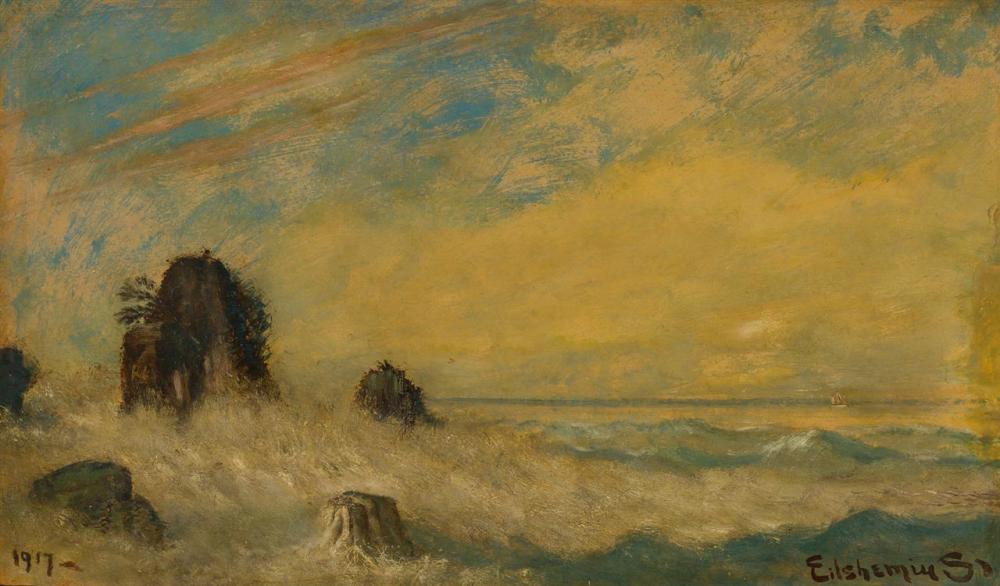 Appraisal: LOUIS EILSHEMIUS American - Waves Crashing on the Shore oil