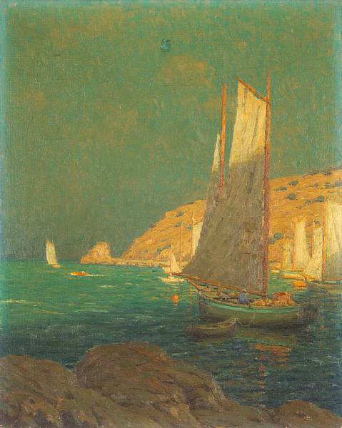 Appraisal: n a Granville Redmond - Sailing among Golden Bluffs oil