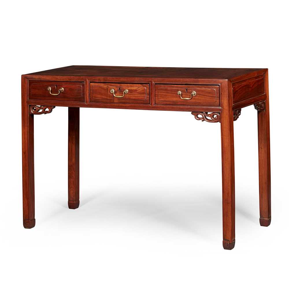 Appraisal: CHINESE HARDWOOD TABLE LATE QING DYNASTY the panelled top over