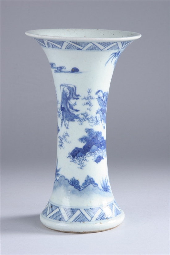 Appraisal: CHINESE BLUE AND WHITE PORCELAIN VASE Qing Dynasty Painted to