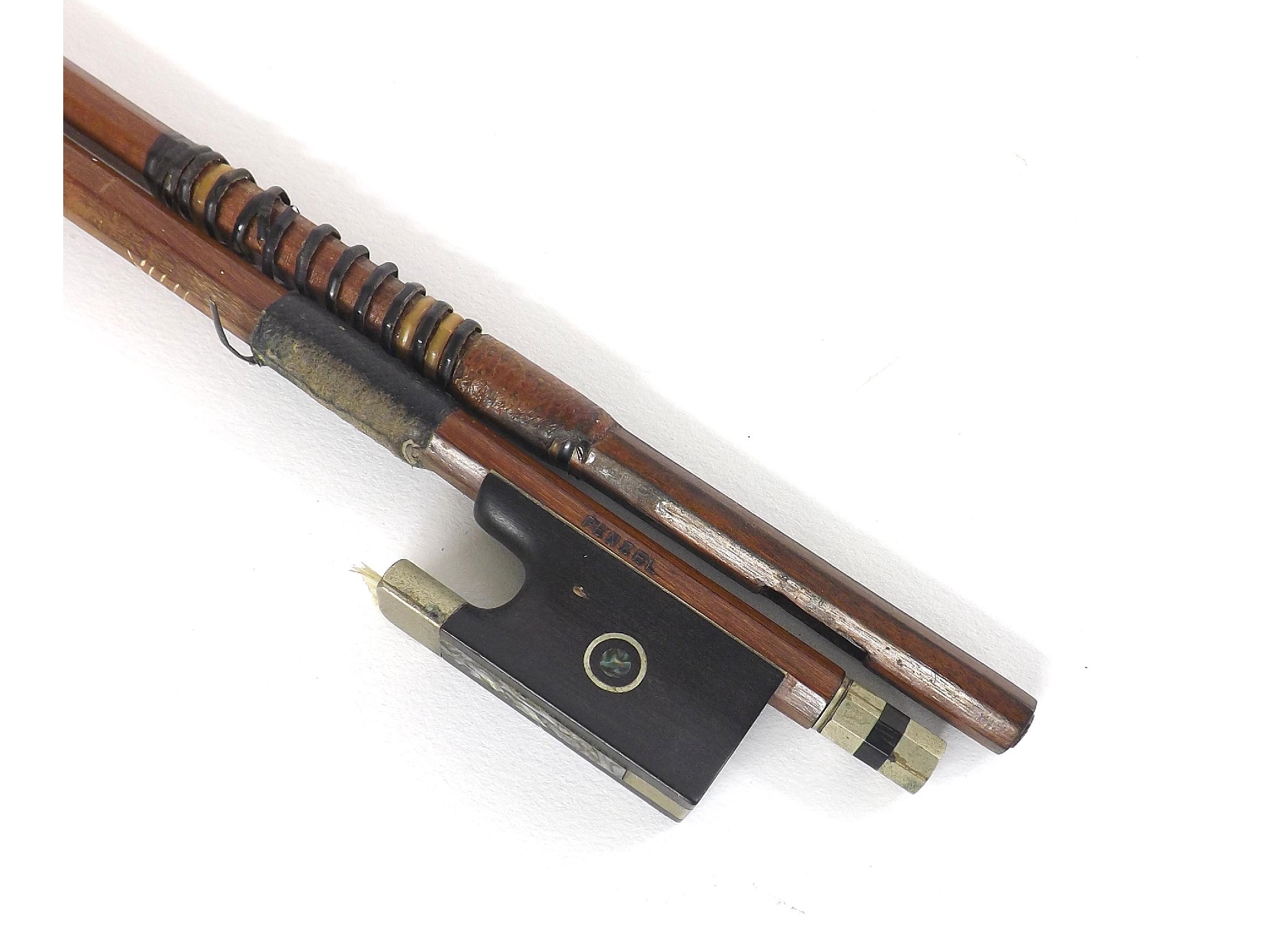 Appraisal: German nickel mounted violin bow stamped Penzel also an interesting