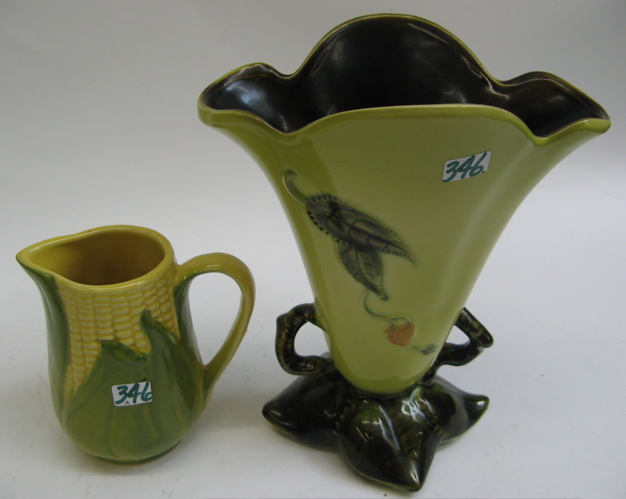 Appraisal: TWO AMERICAN ART POTTERY PIECES C One is a glazed