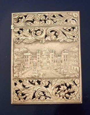 Appraisal: An early Victorian 'castletop' card case with a stamped view