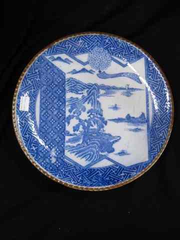 Appraisal: Japanese Porcelain Charger landscape blue decoration '' diameter excellent