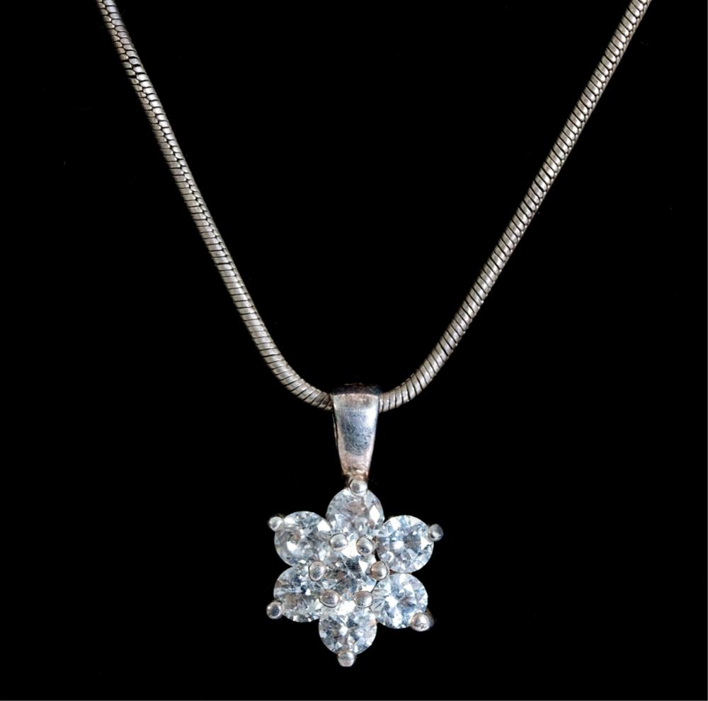 Appraisal: STERLING SILVER FLOWER PENDANT NECKLACESterling silver flower pendant on sterling