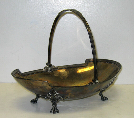 Appraisal: GORHAM PLATED SILVER BASKET Footed oval with hinged semi circular