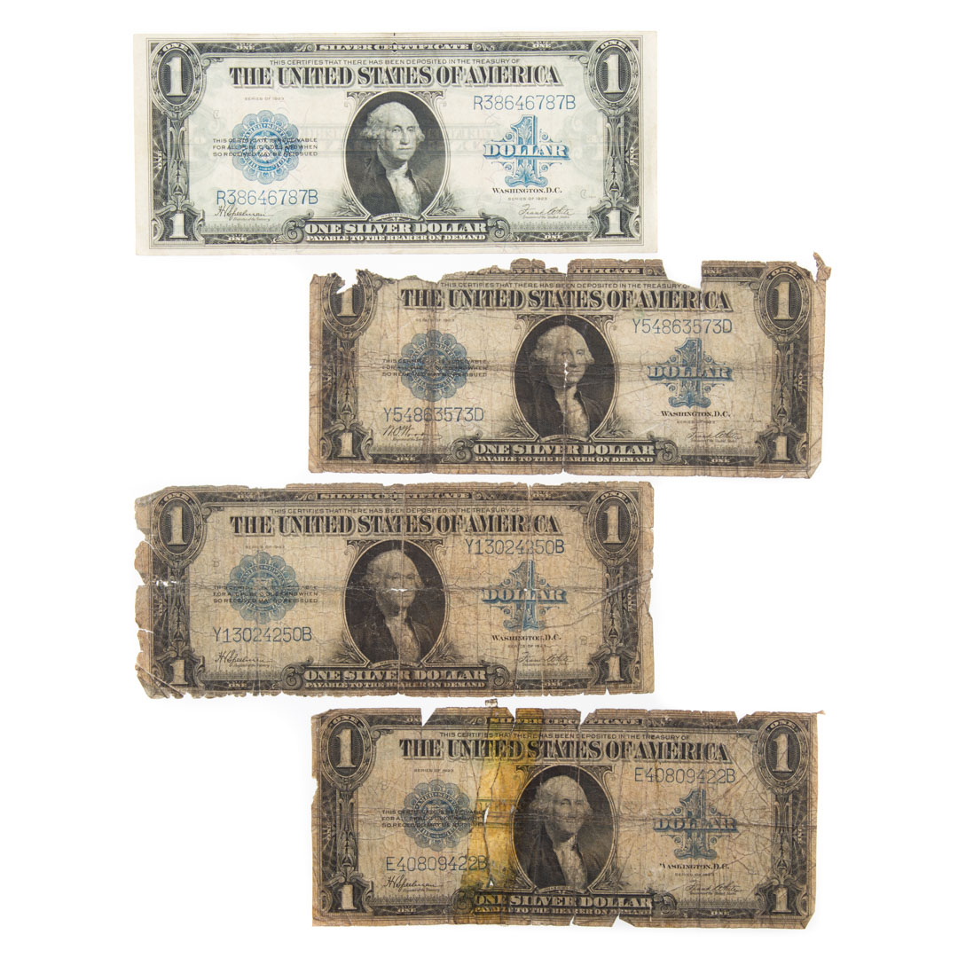 Appraisal: US - Large Silver Certificates in AU very circulated Apparent