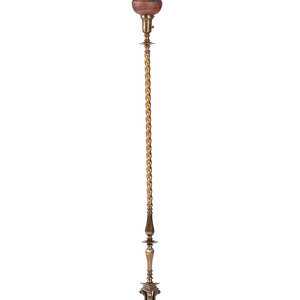 Appraisal: Hubley Floor Lamp with Steuben Moss Agate ShadeAmerican th Century