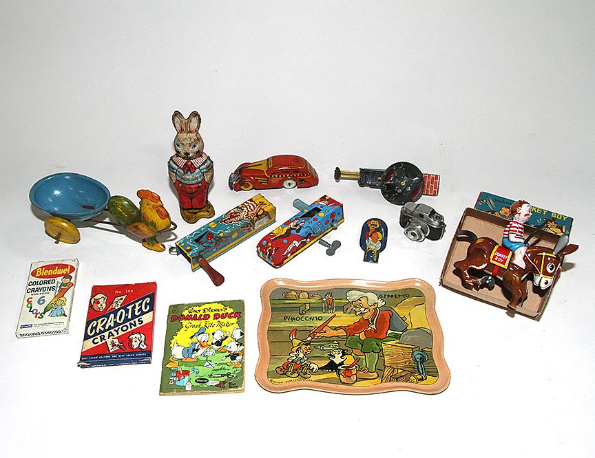 Appraisal: Assorted Toy Lot Marx working Tricky Taxi miniature camera noise