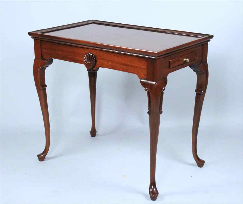 Appraisal: QUEEN ANNE STYLE MAHOGANY TEA TABLE molded edge tray top