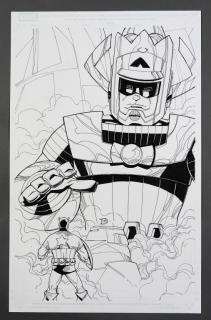 Appraisal: Craig Rousseau Captain America Galactus Artwork UNITED STATES CIRCA Marvel