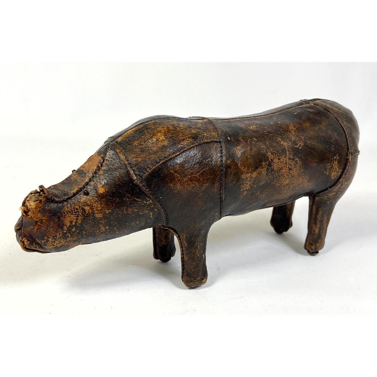 Appraisal: Small Vintage Leather Rhinoceros Figure Dimensions H inches W inches