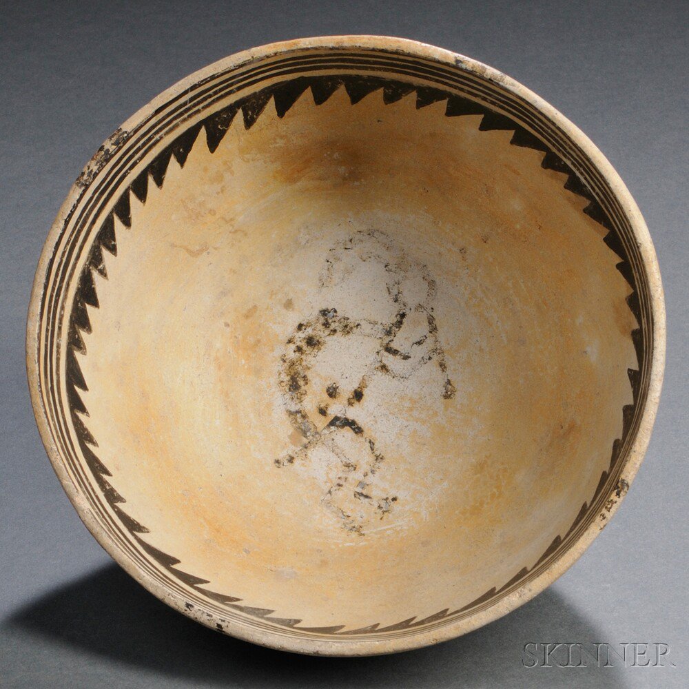 Appraisal: Anasazi Pictorial Bowl depicting the flute player Kokopeli ht dia