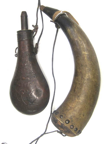 Appraisal: POWDER HORN AND PEACE FLASK civil war era peace flask