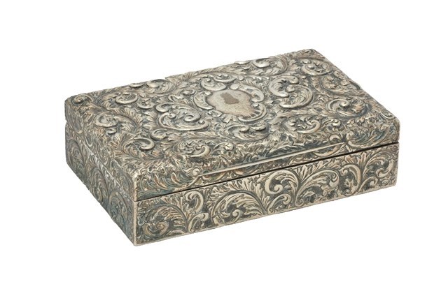 Appraisal: A silver rectangular hinge lidded box gilt within the exterior