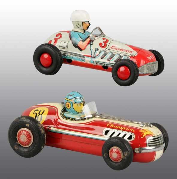 Appraisal: Lot of Tin Litho Race Car Friction Toys Description Japanese