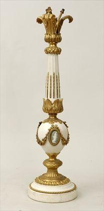 Appraisal: Neoclassical-Style Gilt-Metal and Wedgwood Jasperware Mounted Alabaster Table Lamp in