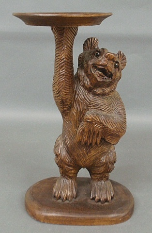 Appraisal: - Black Forest carved standing bear th c holding a