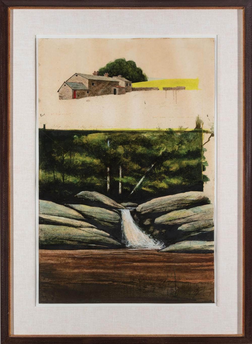 Appraisal: William Dunlap American Mississippi b Watauga River Falls mixed media