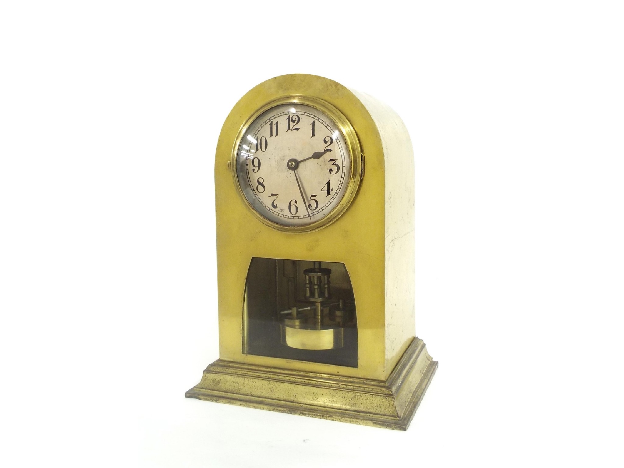 Appraisal: Torsion mantel clock model the silvered dial within a rounded