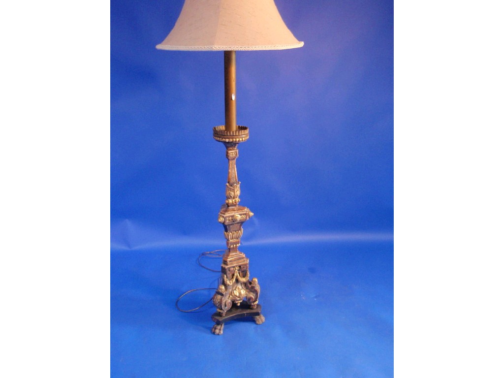 Appraisal: An Italian gilt wood torchere converted to a standard lamp