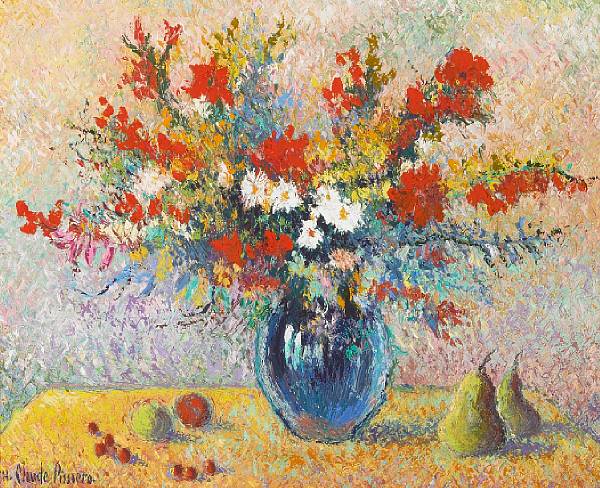 Appraisal: Hughes Claude Pissarro French b Le bouquet aux fruits signed