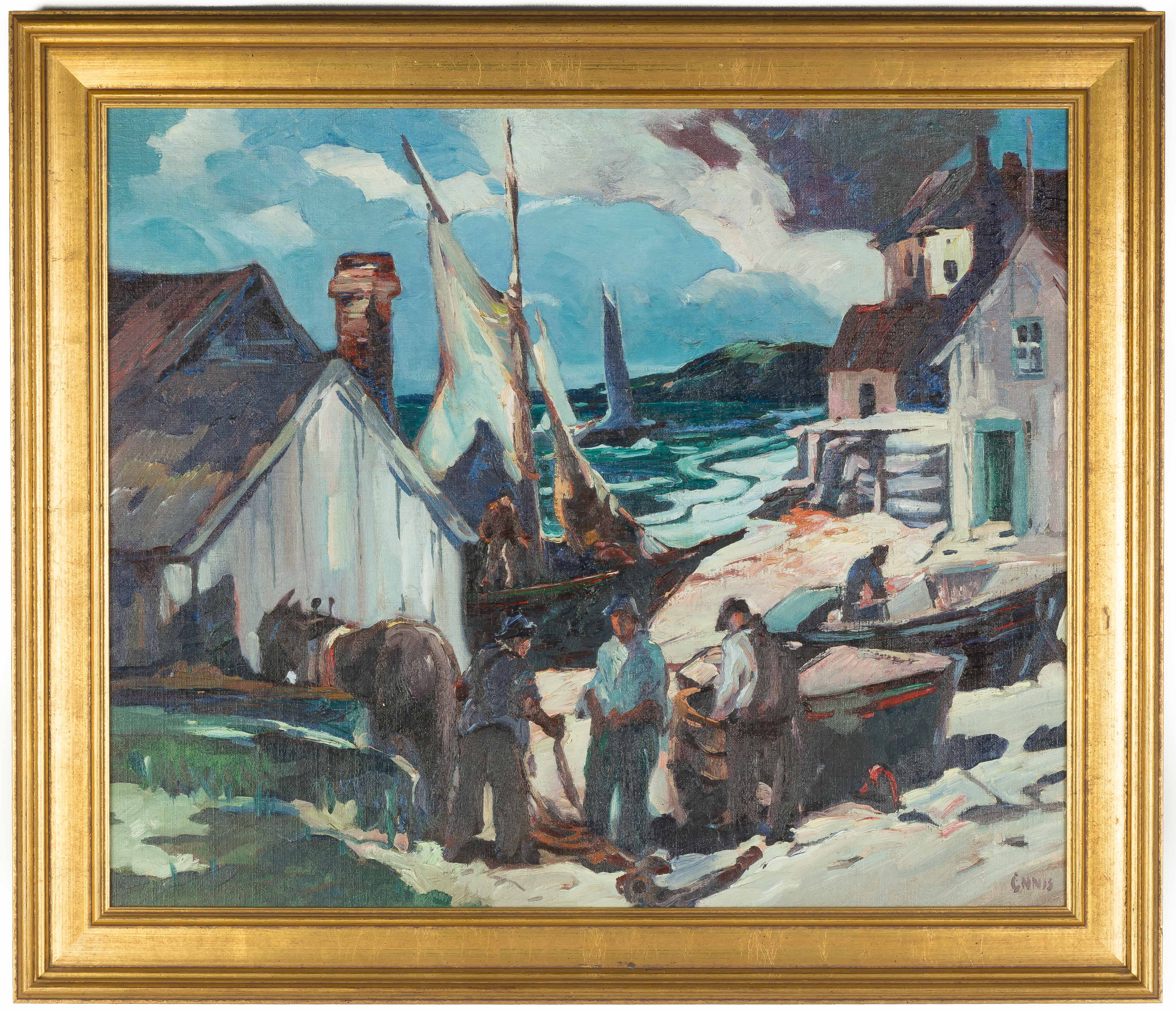 Appraisal: George Pearse Ennis American Fishing Village Signed lower right Ennis