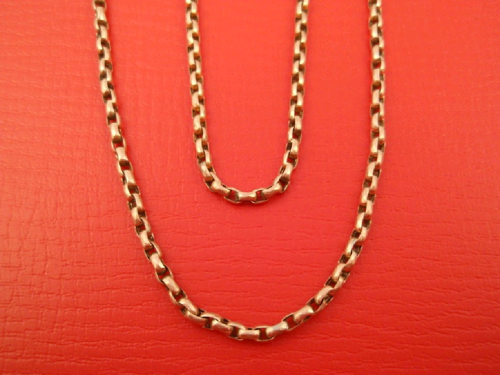 Appraisal: Two lengths of belcher link chain stamped ct g total