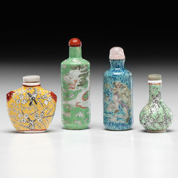 Appraisal: Chinese late th century A collection of four snuff bottles