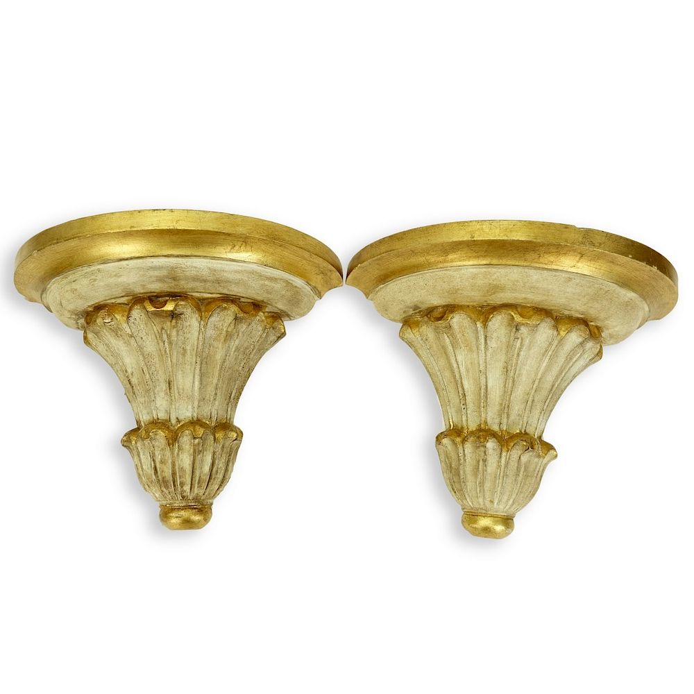 Appraisal: Pair of Wall Brackets Pair of Italian Style Giltwood Wall