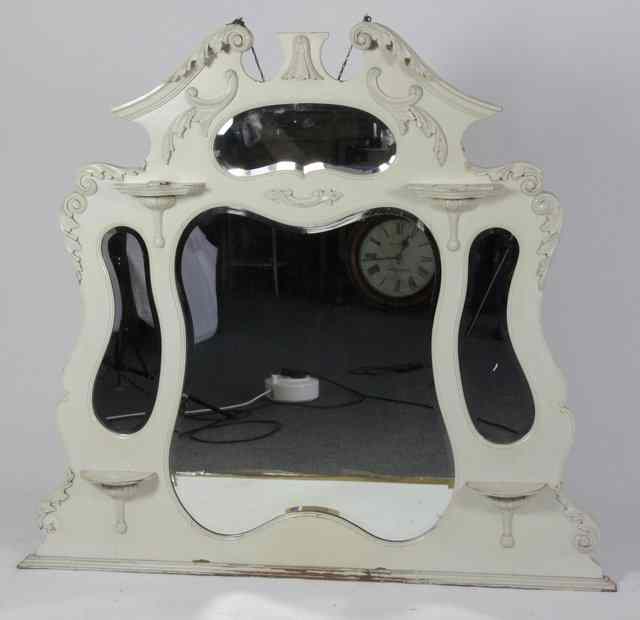 Appraisal: An Edwardian white painted overmantel mirror cm wide