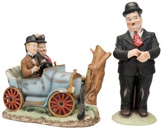 Appraisal: Pair of MGM Laurel and Hardy Porcelain Sculptures Japan Arnart