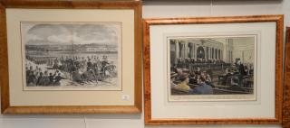 Appraisal: Set of six Harpers Weekly double page hand colored lithographs