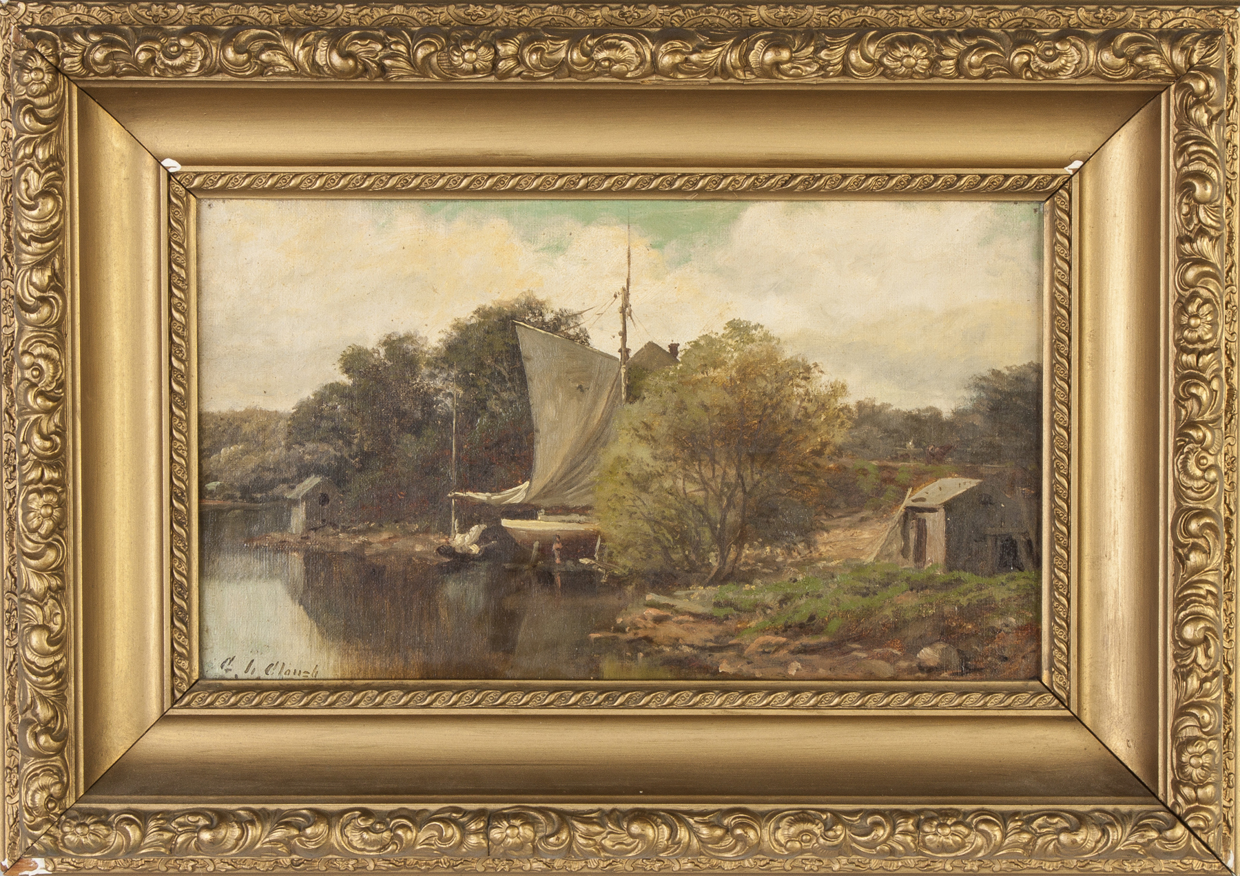 Appraisal: George Lafayette Clough American - Lake scene Sgn Lower left