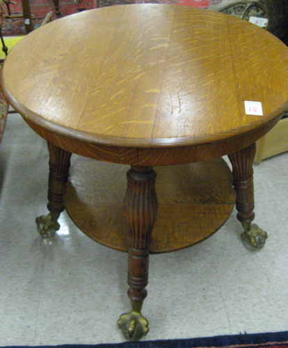 Appraisal: VICTORIAN ROUND OAK LAMP TABLE American late th century the