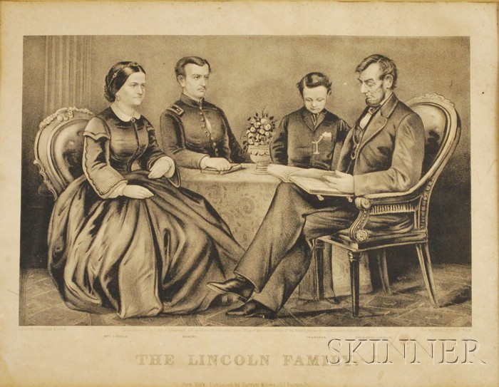 Appraisal: Framed Currier Ives Lithograph The Lincoln Family sight size x