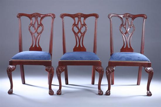 Appraisal: SET TWELVE CHIPPENDALE STYLE MAHOGANY CHAIRS th century made in