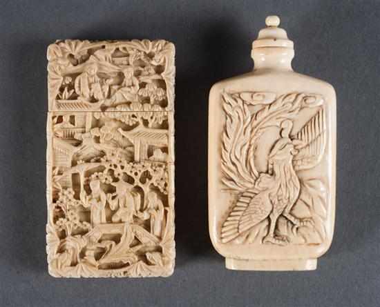 Appraisal: Chinese carved Ivory card case and a similar carved ivory