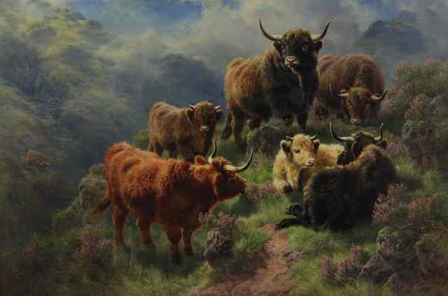 Appraisal: W WatsonON HEATHER BRAE GLEN COEdated oil on canvas cm