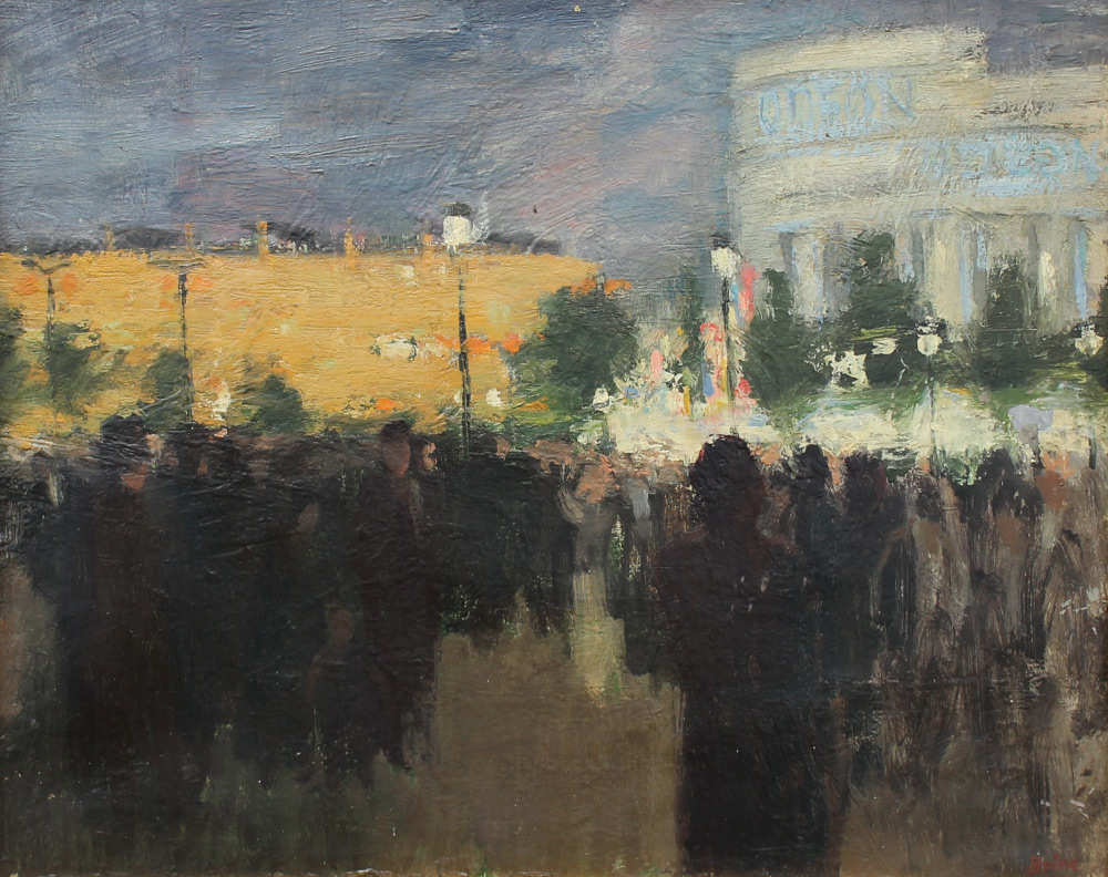 Appraisal: GOOD ILLEGIBLY SIGNED PARISIAN NIGHTLIFE PAINTING Crowded Streets in Paris