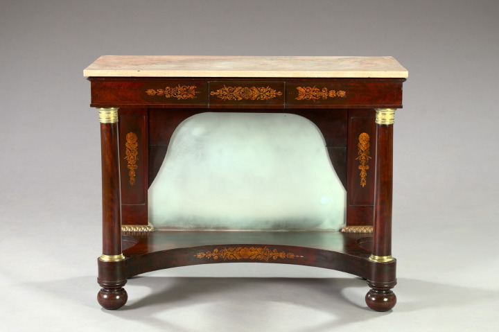 Appraisal: Fine and Rare American Classical Stenciled Mahogany and Marble-Top Pier