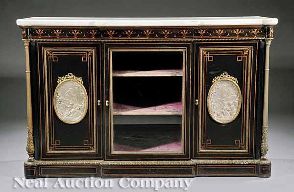 Appraisal: A Napoleon III Ebonized Inlaid and Bronze-Mounted Cabinet late th